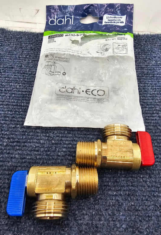 ( QTY 2 ) DAHL 621-01-04PK2: 1/2" Female Sweat x Male Hose Boiler Drain Valve