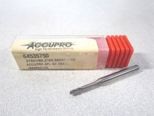 (15024089) 0.0700 x 0.2100 x 0.1250 x 1.5000" Solid Carbide 4fl Carbide End Mill