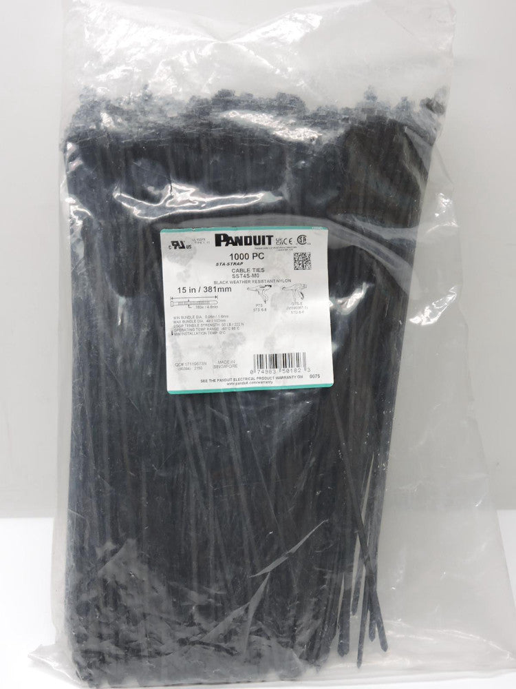 Panduit SST4S-M0 Sta-strap Cable Tie, Releasable, 15" Length, Bag of 1000 SEALED
