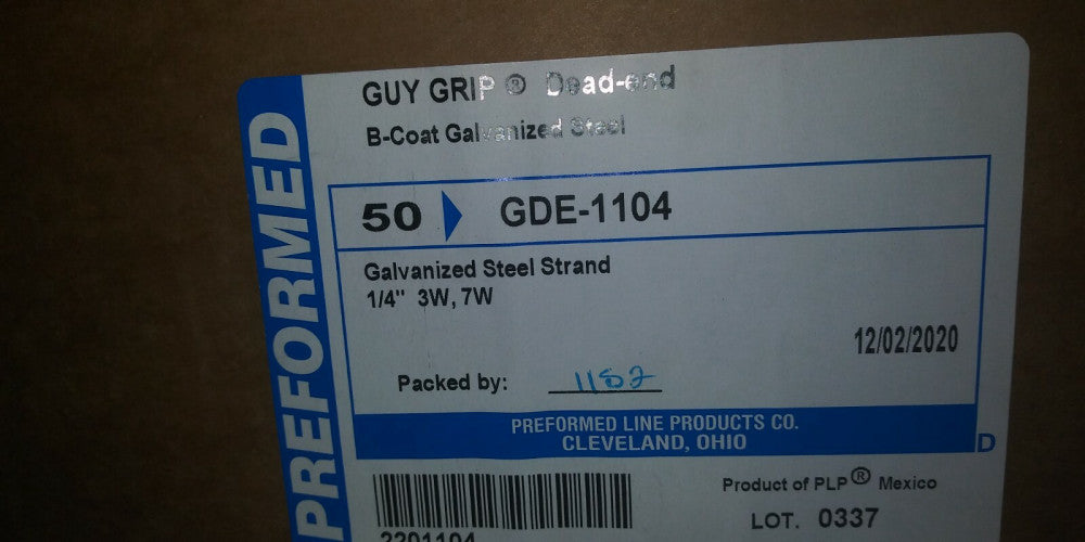 (1 BOX OF 50) PREFORMED GUY-GRIP Dead End, 26 in. GDE-1104