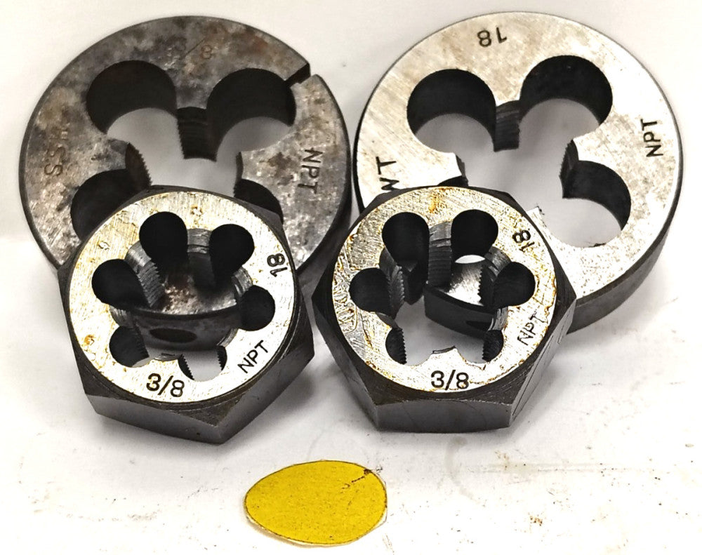 ASSORTED LOT OF 3/8"-18 THREAD DIES HSS (LOT OF 4)