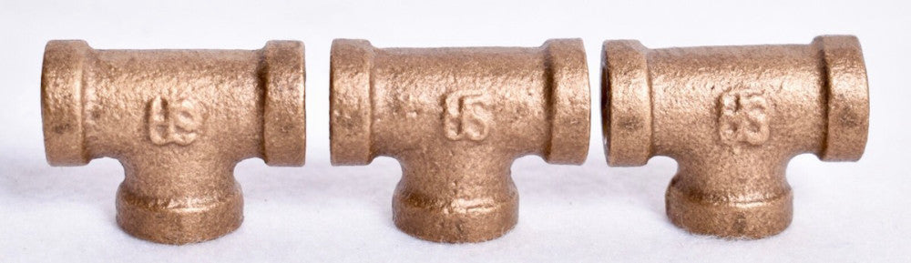 3 Count SA Threaded Brass Tees 1/8" x 1/8" x 1/8" FNPT x FNPT x FNPT