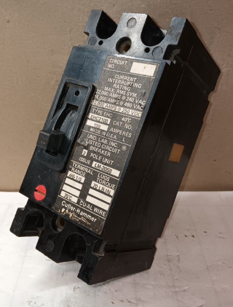 CUTLER HAMMER EHC2100 CIRCUIT BREAKER 100 AMP 2 POLE 480 VAC