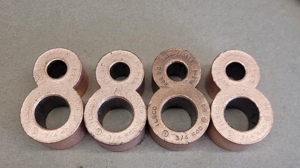 Lot of 4 Ilsco RLT-4 Direct Bury Copper Ground Grid Connectors 3/4" Rod