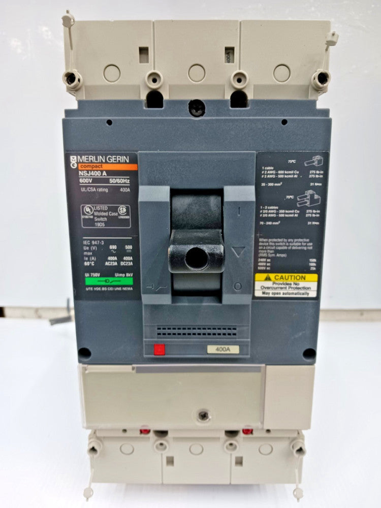 Merlin Gerin 400 Amp Molded Case Switch W/ Adapter & Shunt Trip 3P 600V NSJ400A
