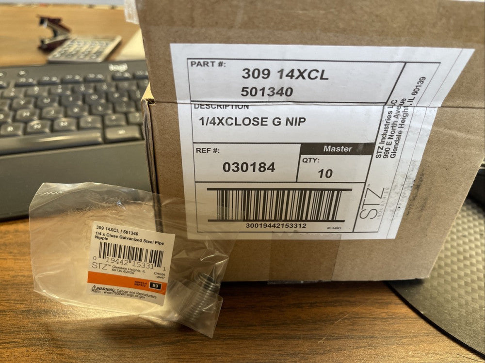 (10 PC CASE) 1/4 X CLOSE GALVANIZED STEEL PIPE NIPPLE **FREE SHIPPING**