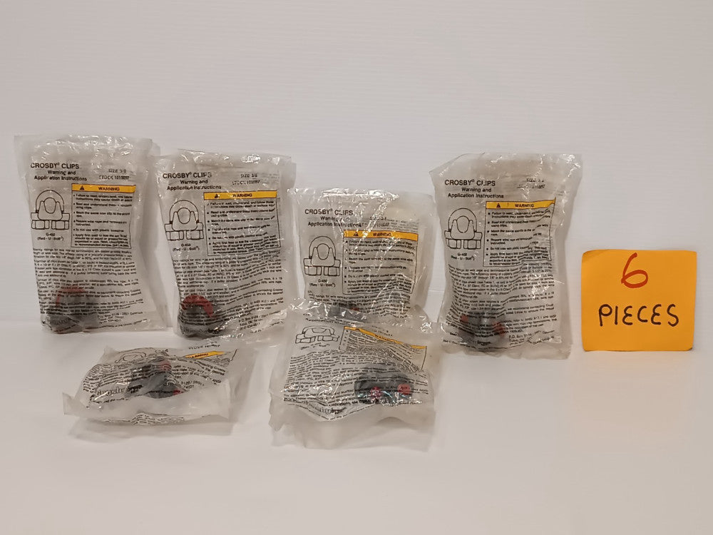 Lot of 6 Crosby  G-450 (1010097) 3/8" Inch Wire Rope Clip, Red U-Bolt