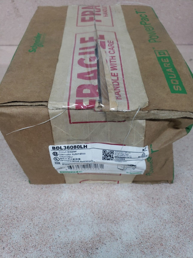 New Old Stock! Square D BDL36080LH 3P80A 480V Circuit Breaker *Feedthrough Lugs