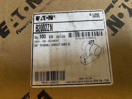 (100 PACK) EATON B-LINE B2002ZN 3/4" THINWALL CONDUIT EMT CLAMP HANGERS