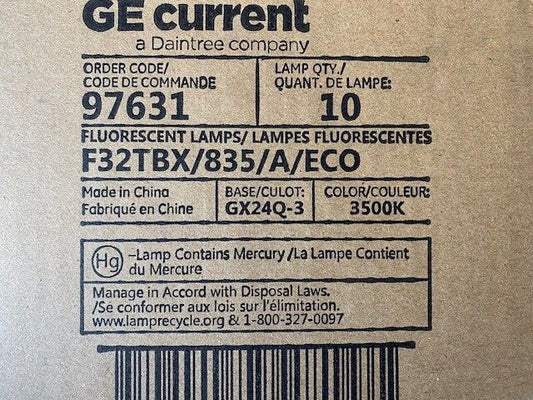 (10 PACK) GE Fluorescent Lamps 97631 F32TBX/835/A/ECO