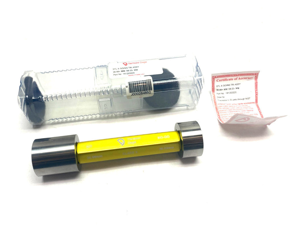 Vermont Gage 191203320 Trilock GO/NO-GO Assembly Steel Class X 35.99+mm/36.03-mm
