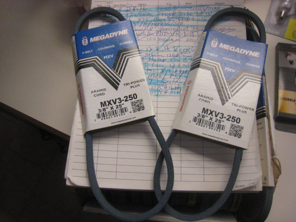 2 Megadyne Jason Industrial 3L250 Classic V-Belts 3/8” x 25” Free shipping.