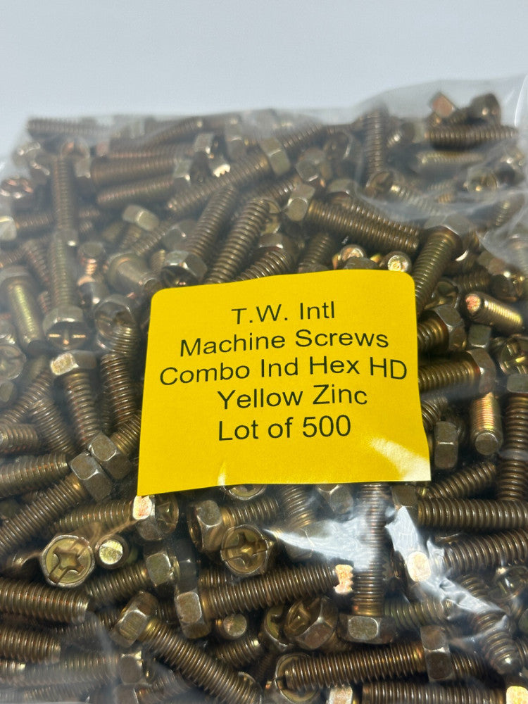 TW Fasteners 1/4 20 x 1" Machine Screw Combo Ind Hex Yellow Zinc Lot of 500 -New