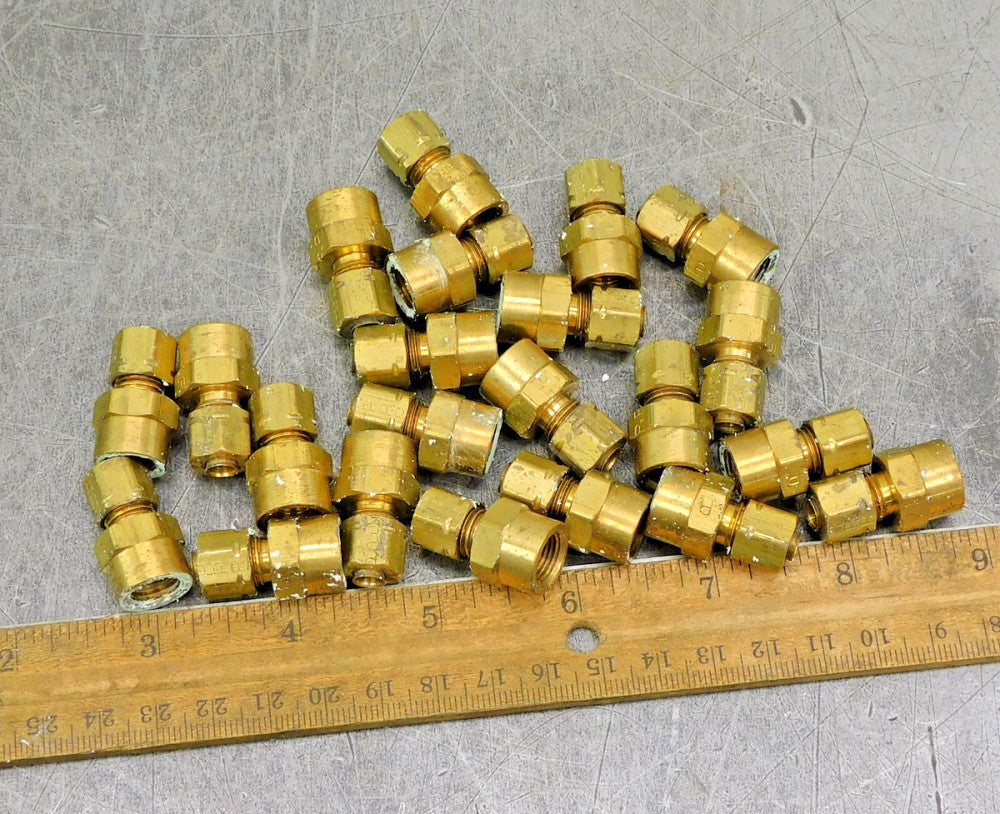 Parker Brass Straight Compression Tube Fitting  3/16"Tube x 1/8 NPT Lot of 22