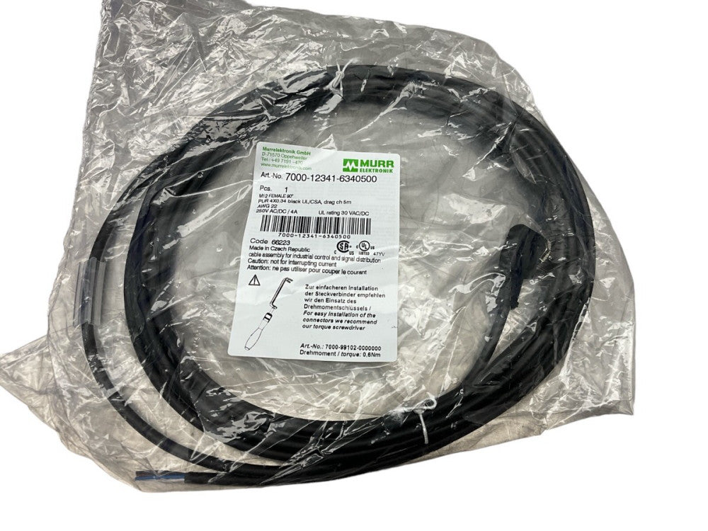 Murr Electronik 7000-12341-6340500 M12 female 90° A-cod. with cable PUR 4x0.34
