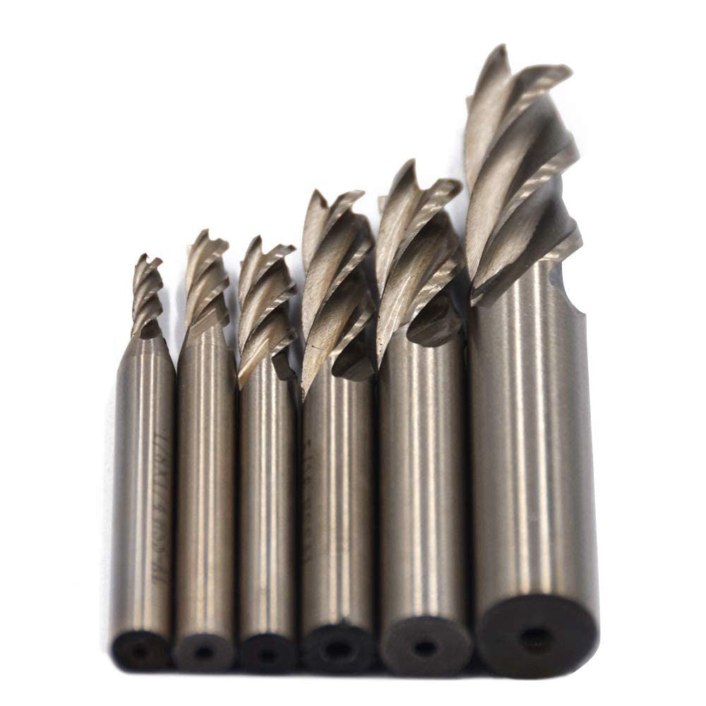 1/8" 3/16" 1/4" 5/16" 3/8" 1/2" high Speed Steel HSS 4 Flute Straight End Mil...