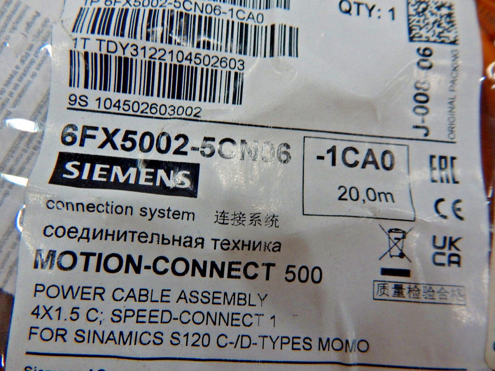 Siemens 6FX5002-5CN06-1CA0 MOTOR CABLE