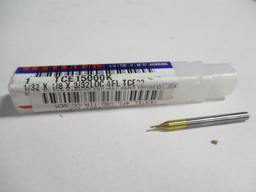(750474) 1/32" x 3/32" x 1/8" x 1-1/2" OAL Solid Carbide 4 Flute Square End Mill