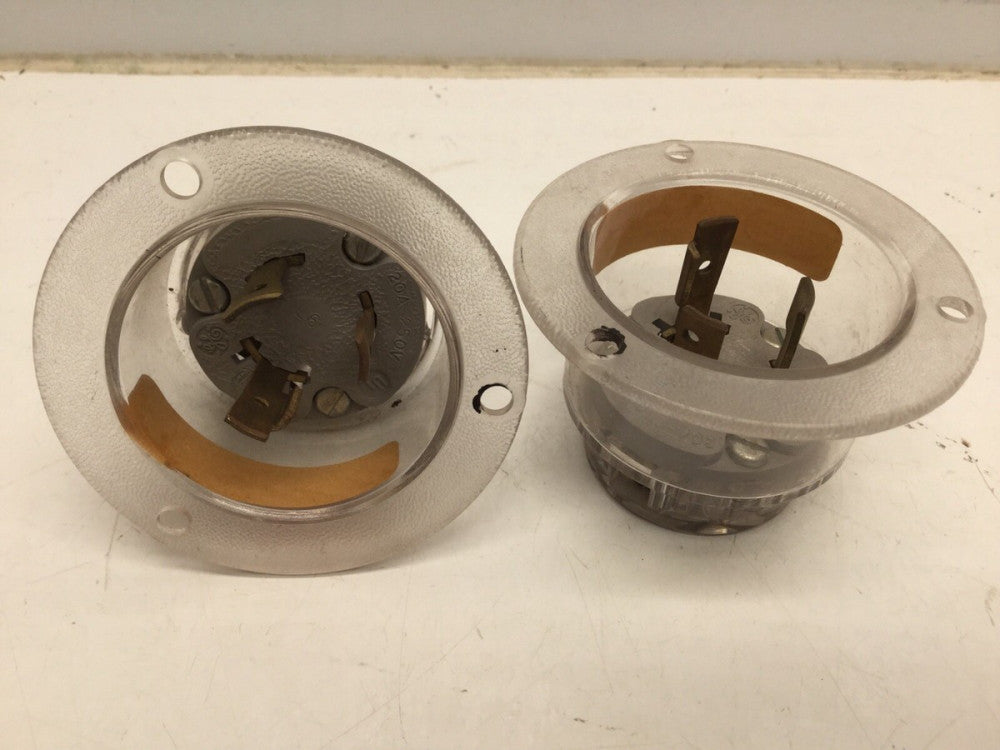 GE Locking Connector Flanged Inlet Male Plug 20A 250V L6-20 2P 3W (2 PACK)