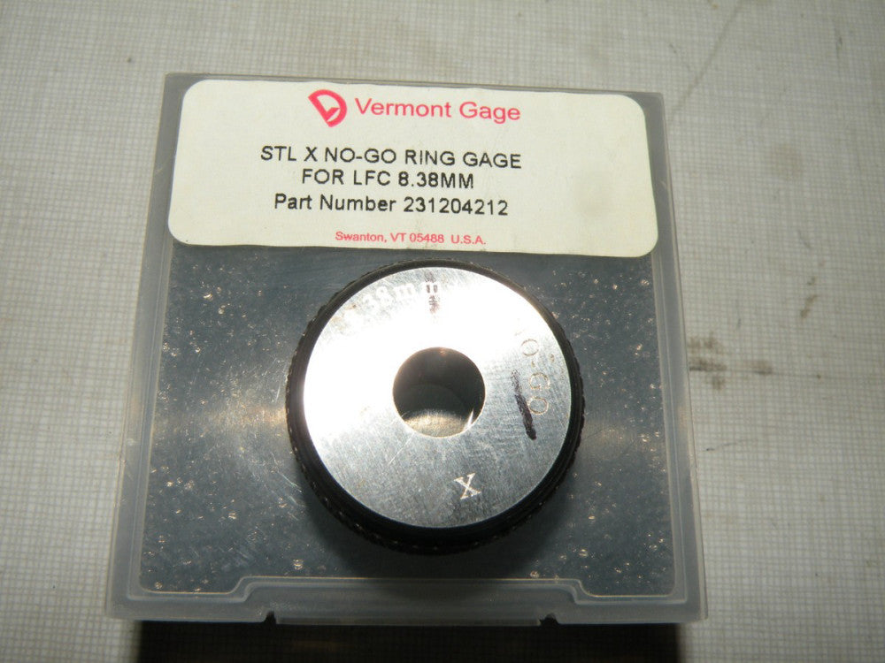 Vermont Gage  No Go Ring Gauge STL X For LFC 8.38mm 231204212