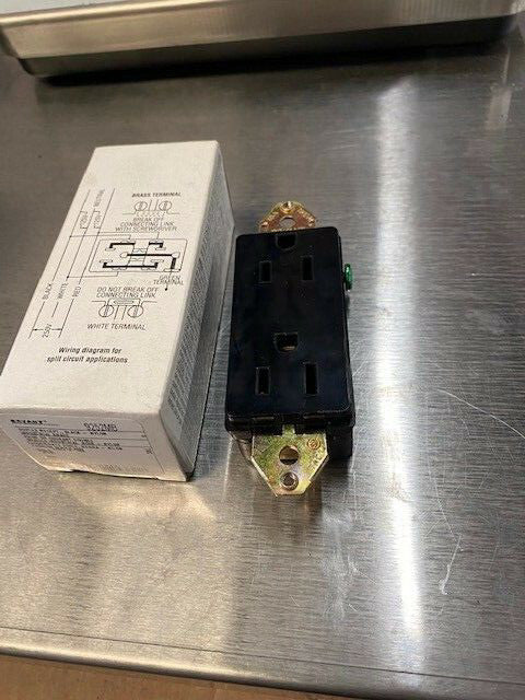 Bryant 9252 Duplex Receptacle, Black - Nylon Industrial Grade 15A 125V (NEW)