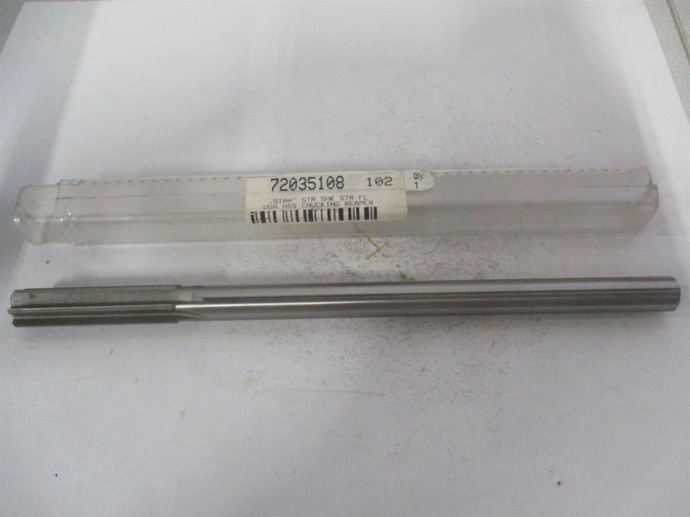 (72035108) 0.51" x 2" x 8" OAL 6-Flute Straight Shank HSS Chucking Reamer 