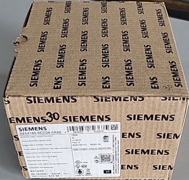 1) SIEMENS 3VA4180-5ED34-0AA0   ,CIRCUIT BREAKER,  3P/80A /480V/35kA