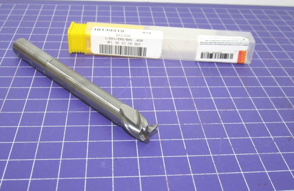 Sandvik Coromant 1/2" Carbide 3F Corner Radius End Mill 5/8" LOC 0.0300" Radius
