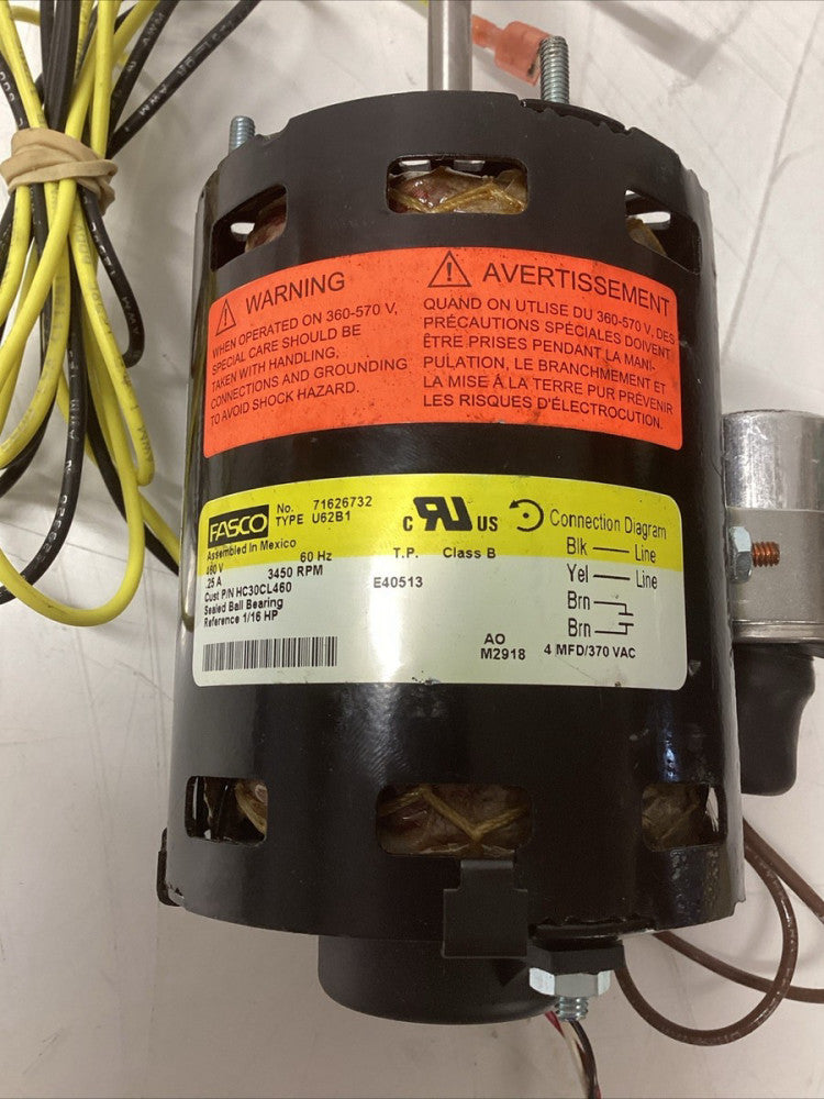 Fasco 7162-732 Blower Motor 1/16 HP 3450 RPM 230V w/ Capacitor & Harness R-140