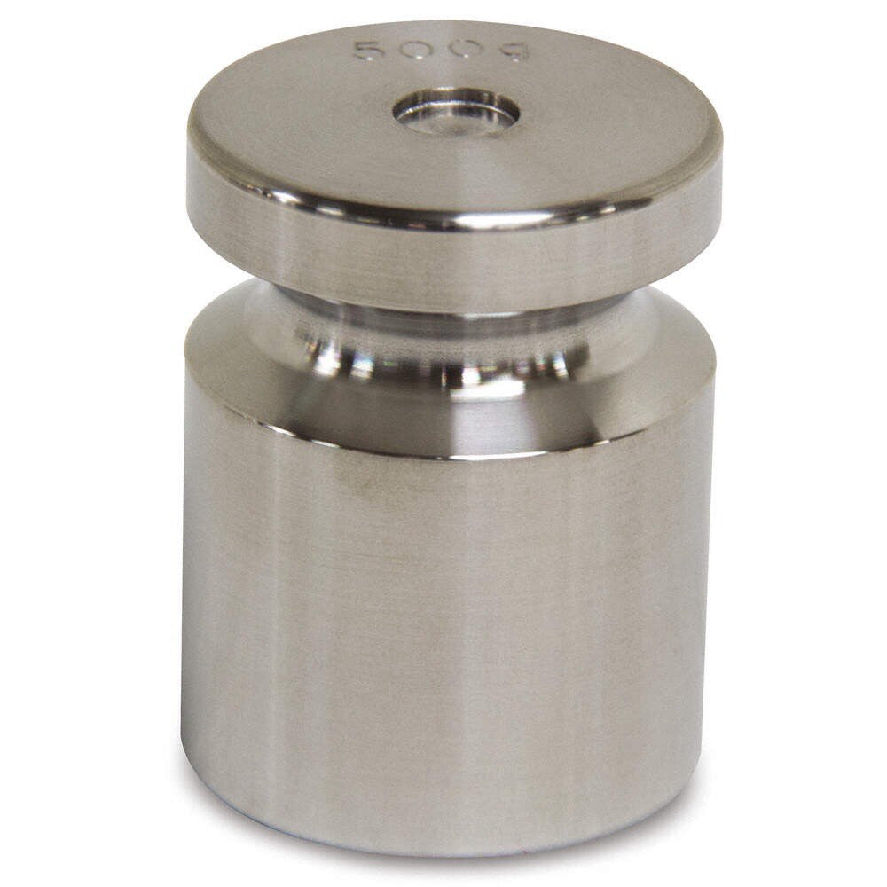 500g Calibration Weight, Cylinder Style, Class F, No Certficate, Stainless Steel