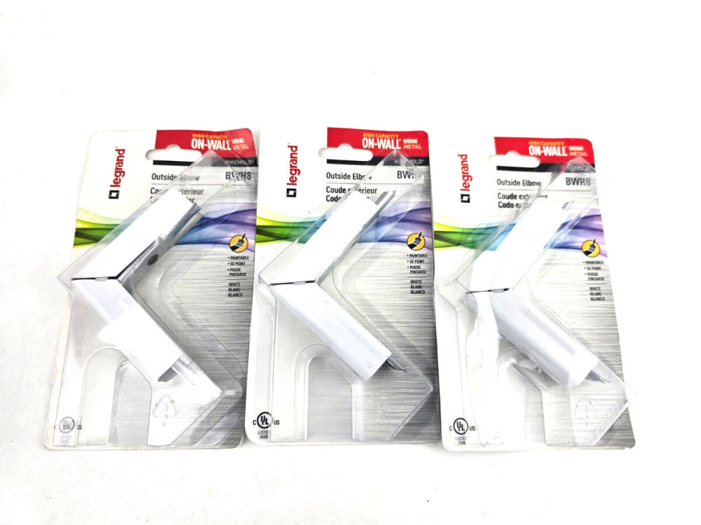 3pcs Legrand Wiremold 700 Series BWH8 Raceway Outside Elbow White