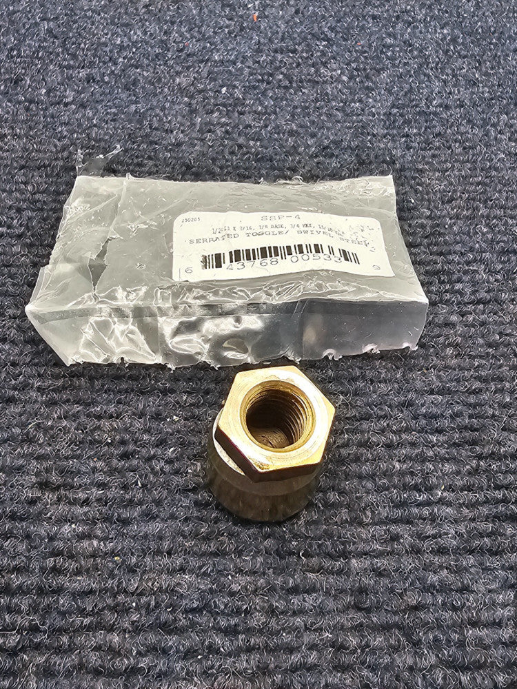 (QTY 9) SSP-4 Serrated Toggle/Swivel 1/2-13" x 7/16, 7/8 Base, 3/4 Hex 15/16 OAL