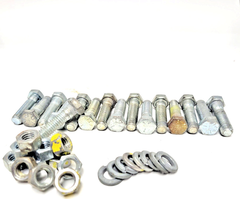 PARTIALLY THREADED HEX BOLT 3/8-16X1-1/2" GRADE 5 (LOT OF 35) W/WASHERS AND NUTS