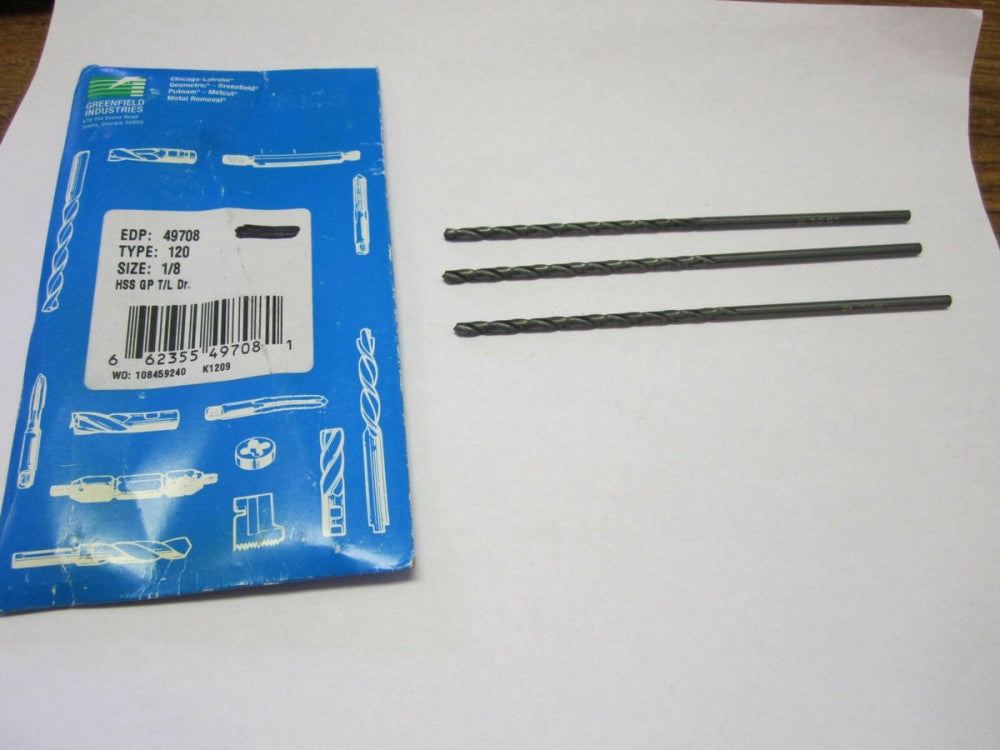 Chicago-Latrobe (49708) 1/8" x 2-3/4" HSS Oxide Jobber Length Drill Bit - Qty 3 