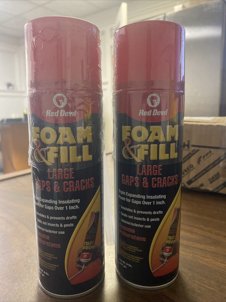 (2pk) RED DEVIL Sealed Foam & Fill 8 Oz Can Fills Large Gaps & Cracks