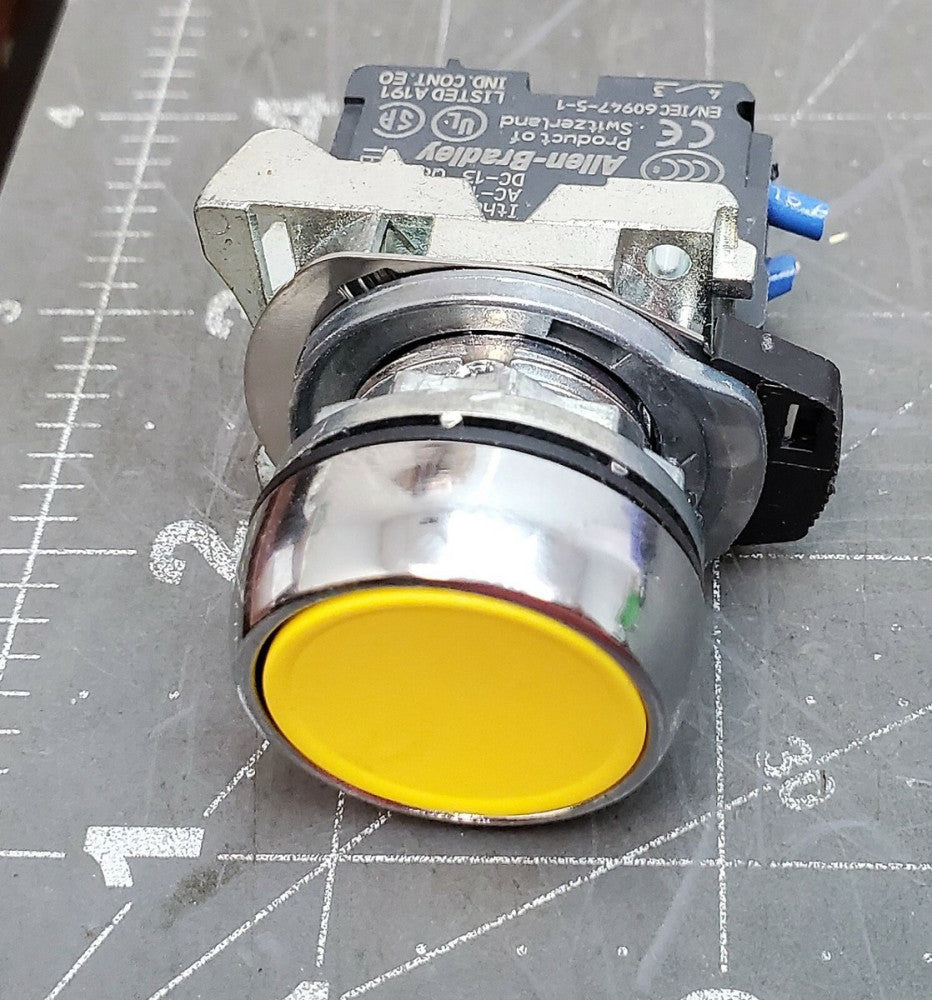 Allen Bradley 800FM Flush YELLOW Push Button Momentary NON-ILLUMINATED [OF16] 
