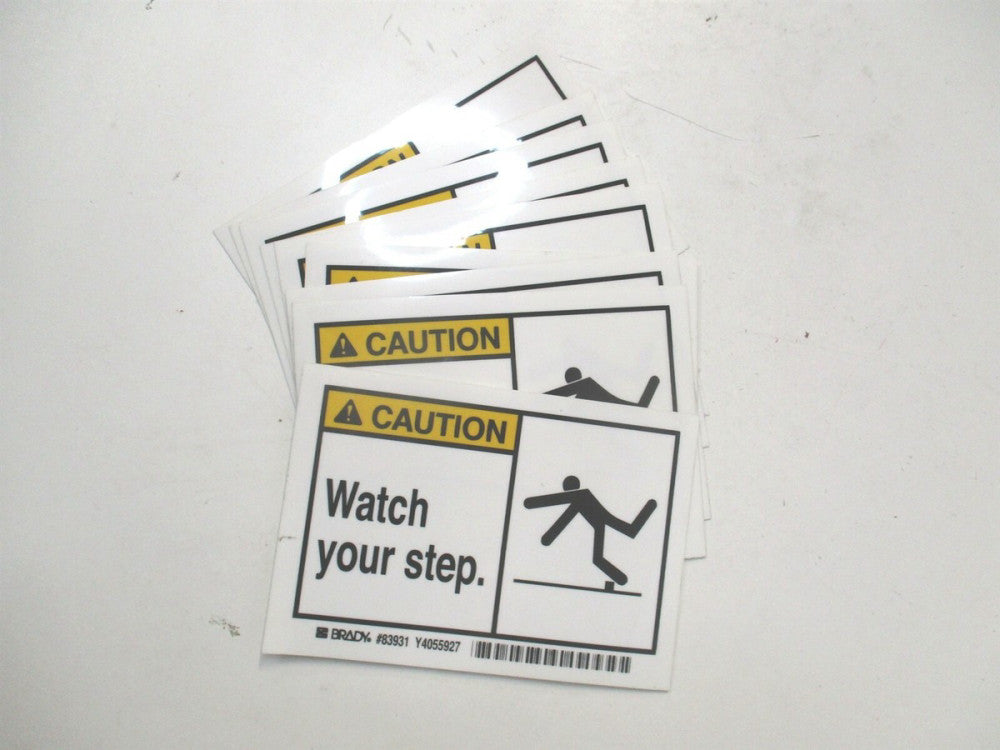 Brady (83931) 3-1/2" x 5" Watch Your Step. Safety Sign Label - Lot of 9 
