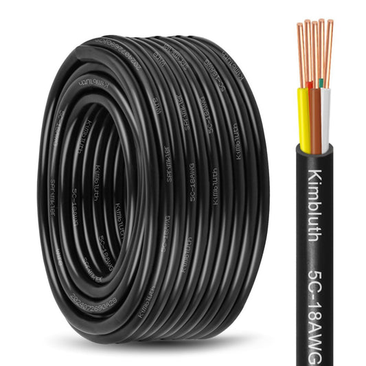 18/5 Solid Sprinkler Wire 200FT 18 Gauge 5 Conductor Irrigation Wire with UV ...