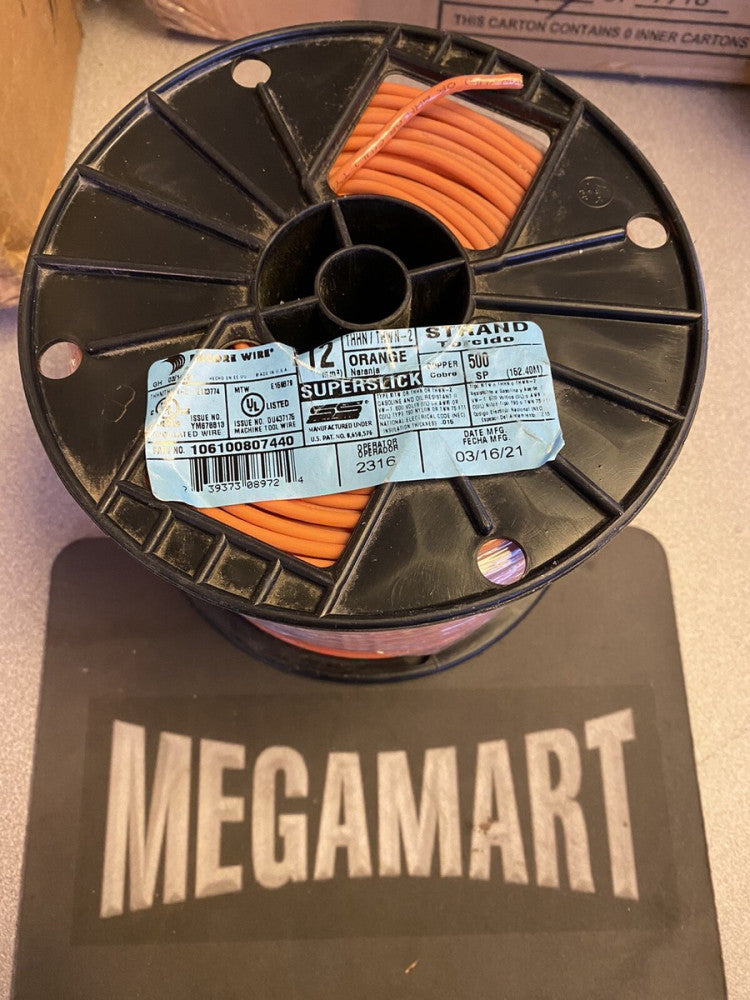 BRAND NEW Encore Wire 106100807440 THHN/THWN-2 Orange 12 Full Spool 500-Feet