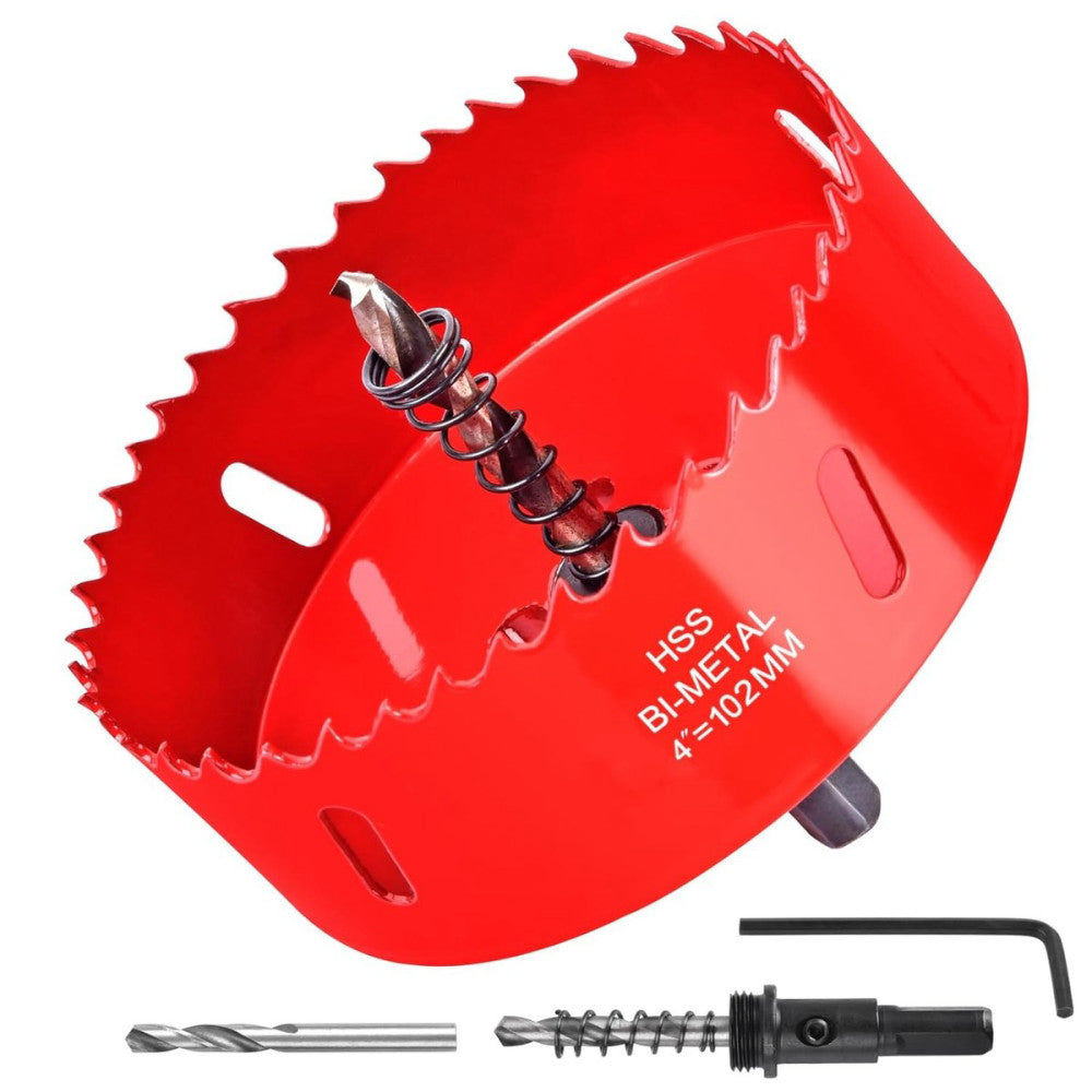 4 Inch / 102mm Hole Saw for Wood, Plastic Board, Ceiling,Drywall, and Red 