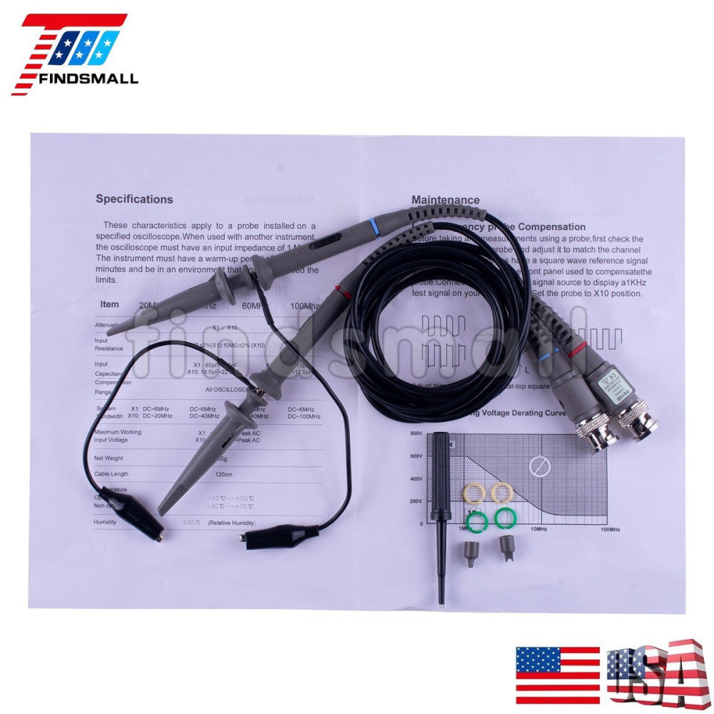 2x 100MHz Oscilloscope Scope analyzer Clip Probe test leads kit for HP Tektronix