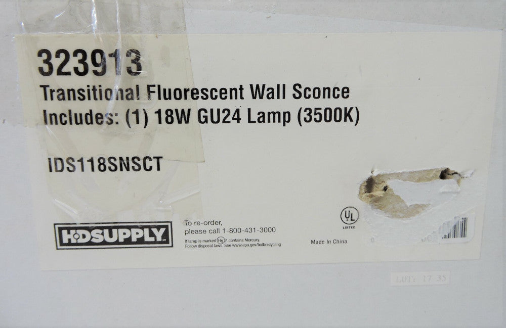 Seasons 323913-LED Wall Sconce, 15 W 120/277 V 1150 Lumens 50000 Hr LED Bulbs