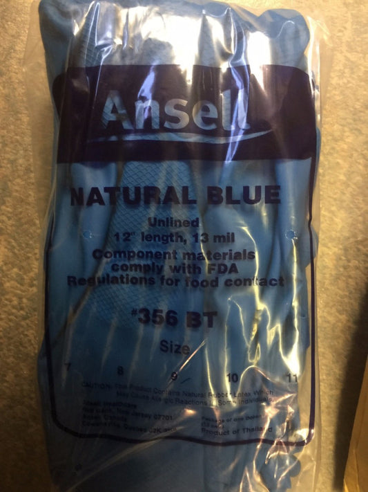 356BT ANSEL (box of 144 pairs) size 9, Unlined, 12" length, 13mil Gloves (NEW)