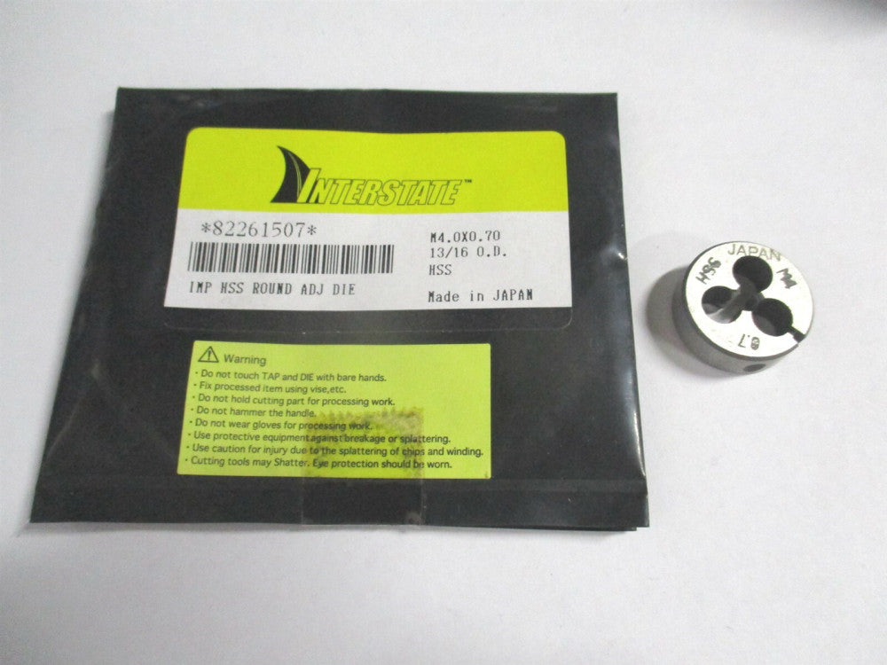 (314-1065) M4x0.70 x 13/16" High Speed Steel RH Round Adjustable Die 