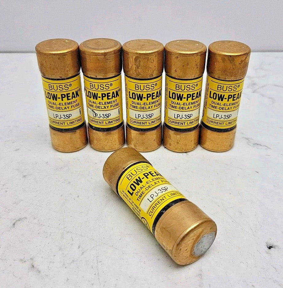 6 Pack Buss LPJ-3SP Low Peak 3A Fuse 600V Class J Dual Element Time Delay LPJ3SP