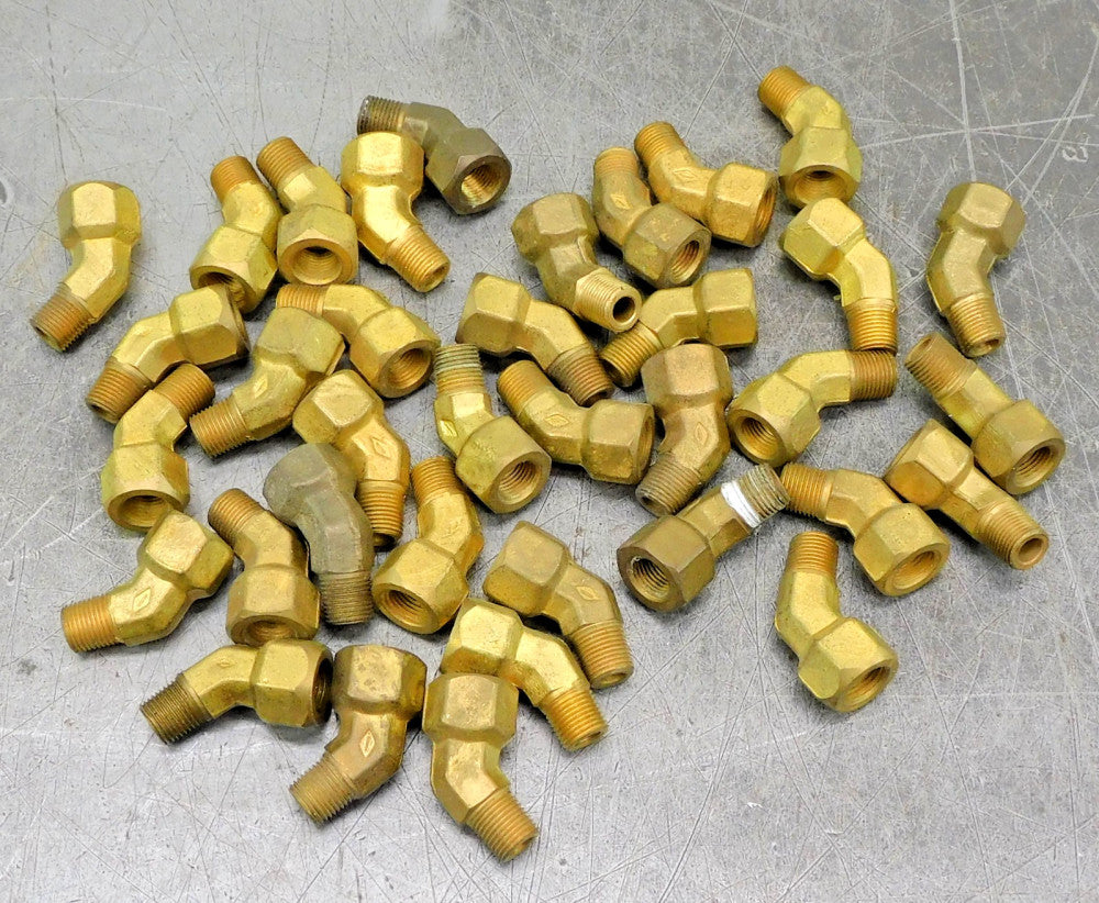 Brass 45° Elbow Fitting 1/8" npt Male to 1/8" npt Female Lot of Thirty-Six (36)