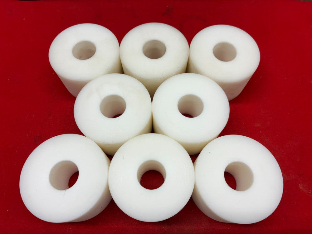 UNBRANDED WHITE PLASTIC BUSHINGS OD: 3" ID: 1" WIDTH: 2" (LOT OF 7)