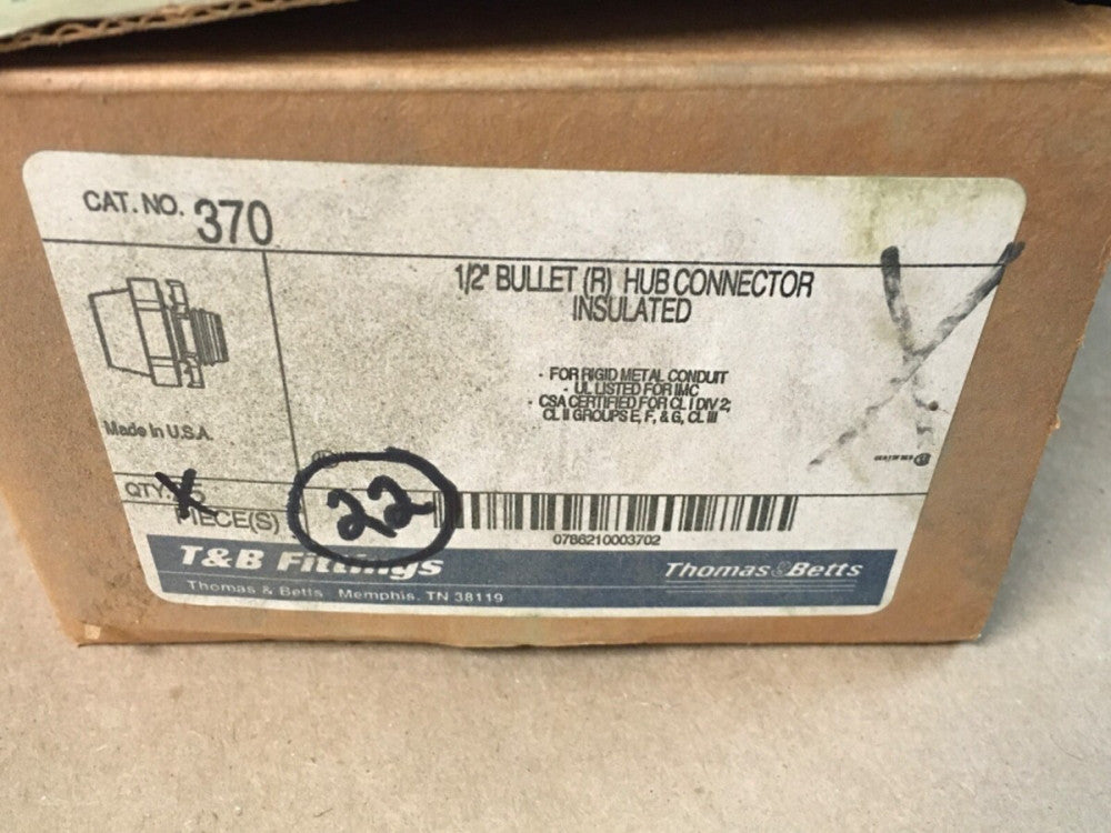 Thomas & Betts 370 1/2" BULLET HUB INSULATED CONNECTOR   (KB)