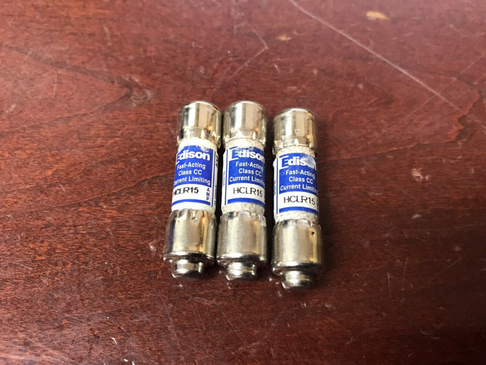 (Lot of 3) Edison HCLR15 Class CC Fuse 15A 600Vac