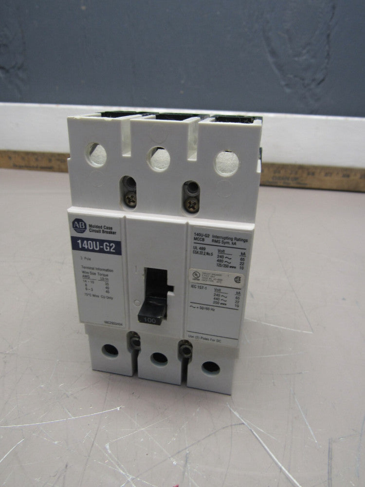 ALLEN BRADLEY 140U-G2 100A MOLDED CASE CIRCUIT BREAKER, USED TAKEOUT! MAKE OFFER